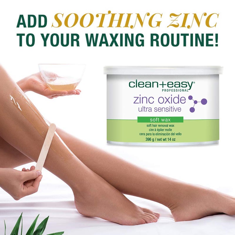 Clean + Easy Zinc Oxide Ultra Sensitive Soft Wax for Hair Removal - Depilatory Wax for Sensitive Skin, Removes Fine to Medium Hair, DIY Waxing, 14oz - Image 2